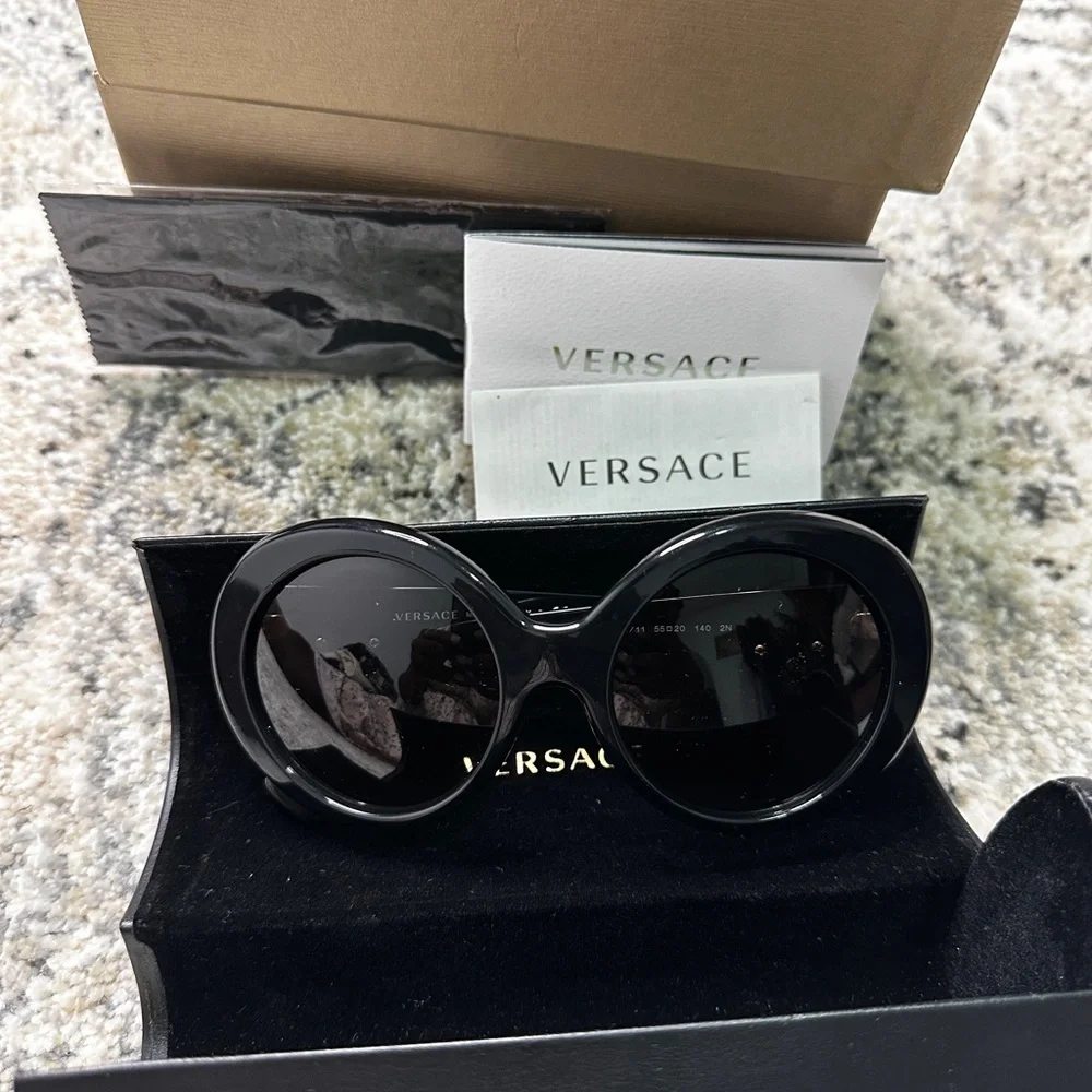 Versace Black Sunglasses with Gold Accent - Picture 2 of 9
